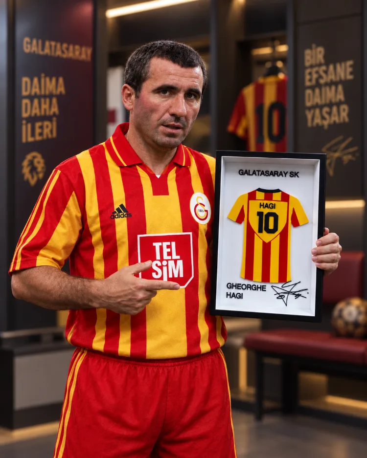 Gheorghe Hagi - Galatasaray SK - İmzalı Forma Çerçevesi - Karpatların Maradonası