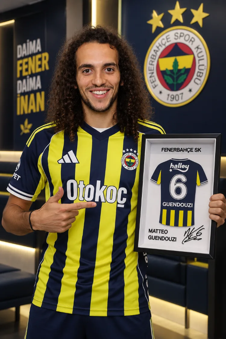 Matteo Guendouzi - Fenerbahçe SK - İmzalı Forma Çerçevesi