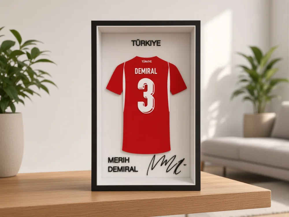 Merih Demiral - Türkiye Milli Takım - İmzalı Forma Çerçevesi