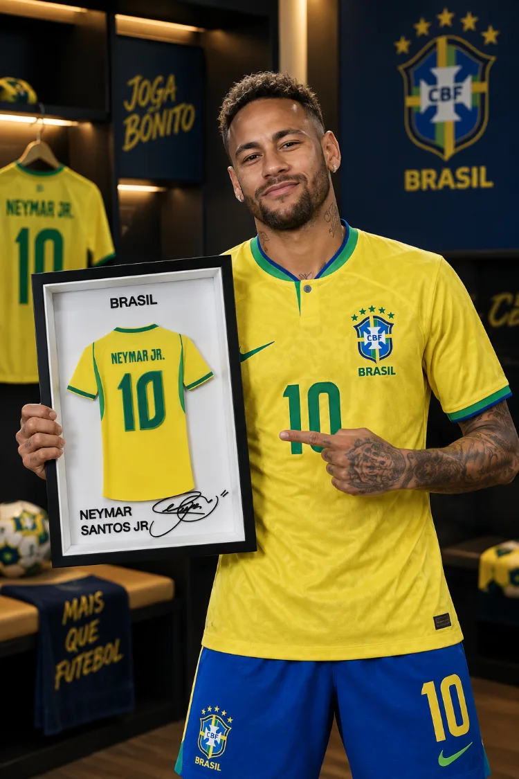 Neymar Santos Junior - Brezilya - İmzalı Forma Çerçevesi