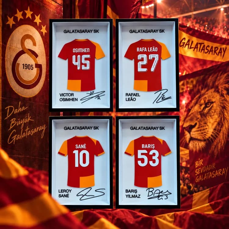 Osimhen, Leão, Sané, Barış Alper - Galatasaray Yıldızları 4’lü İmzalı Set